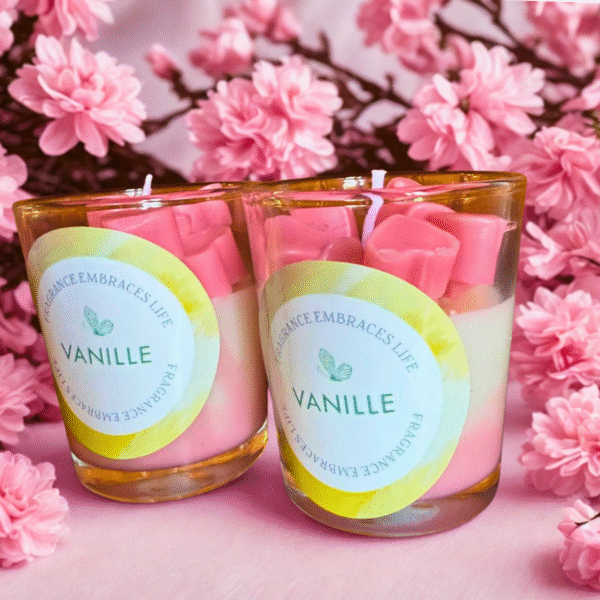 Vanilla Scented Heart Candle – Handmade Romantic Candle with Sweet Vanilla Aroma | Pink & White Decorative Candle for Gifts & Home Decor