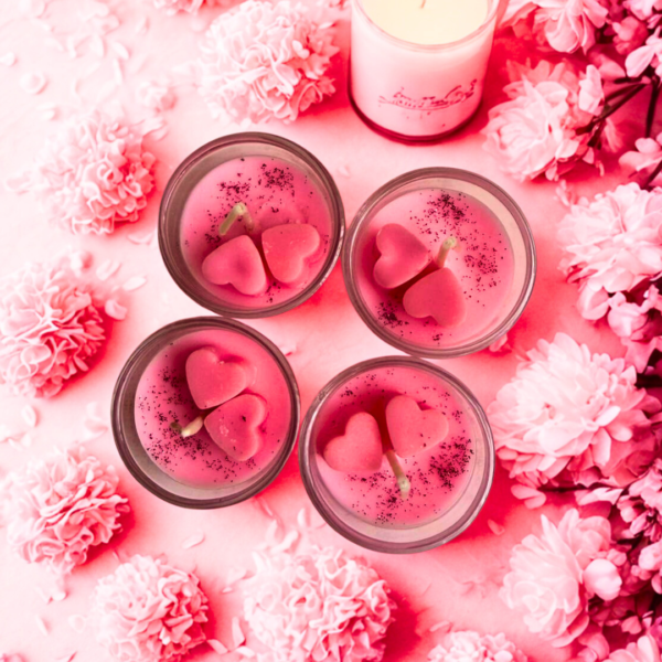 Heart Tealight Candles with Vanilla Fragrance – Pack of 4